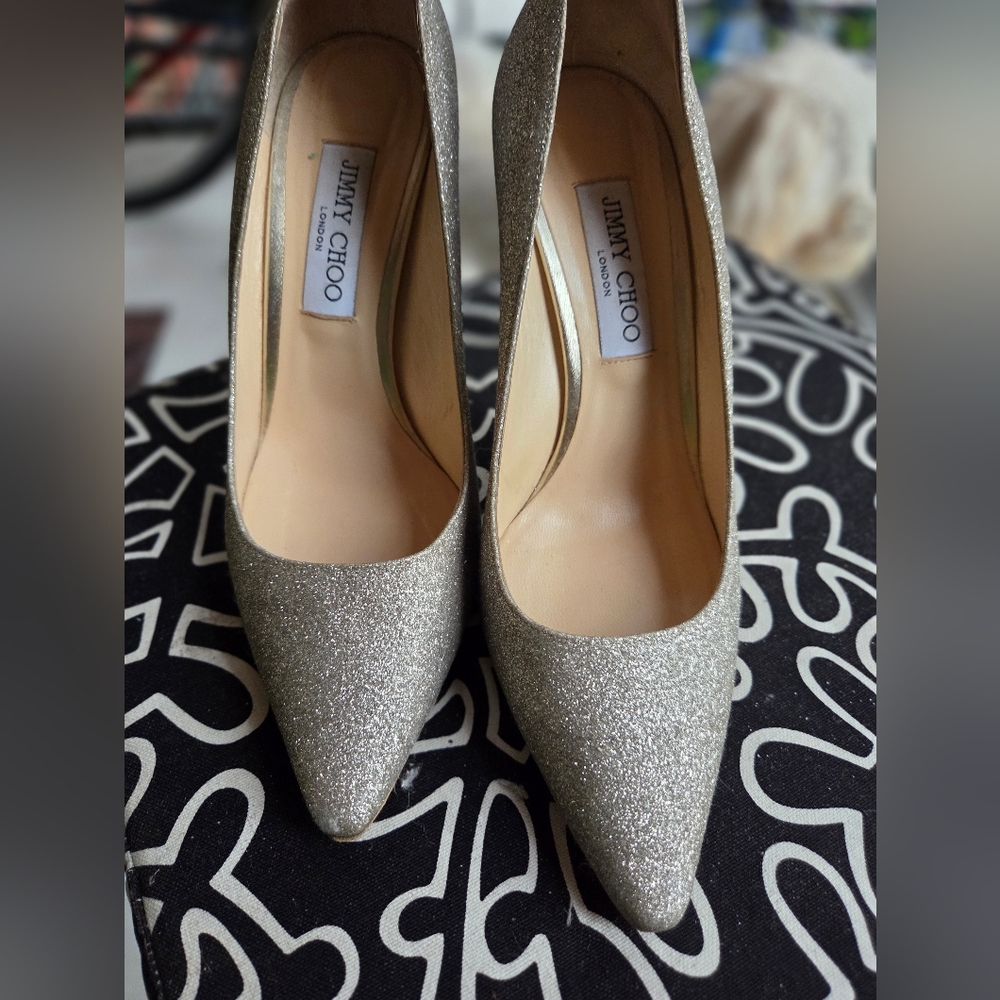 Jimmy Choo Silver Glitter Women's Shoes